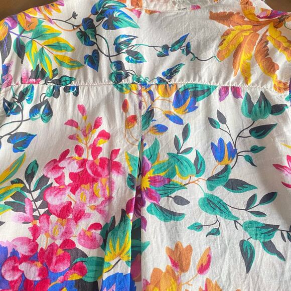 RACHEL Rachel Roy Linen Blend Blouse Hawaiian Tropical Birds Women Size Large - Picture 5 of 8